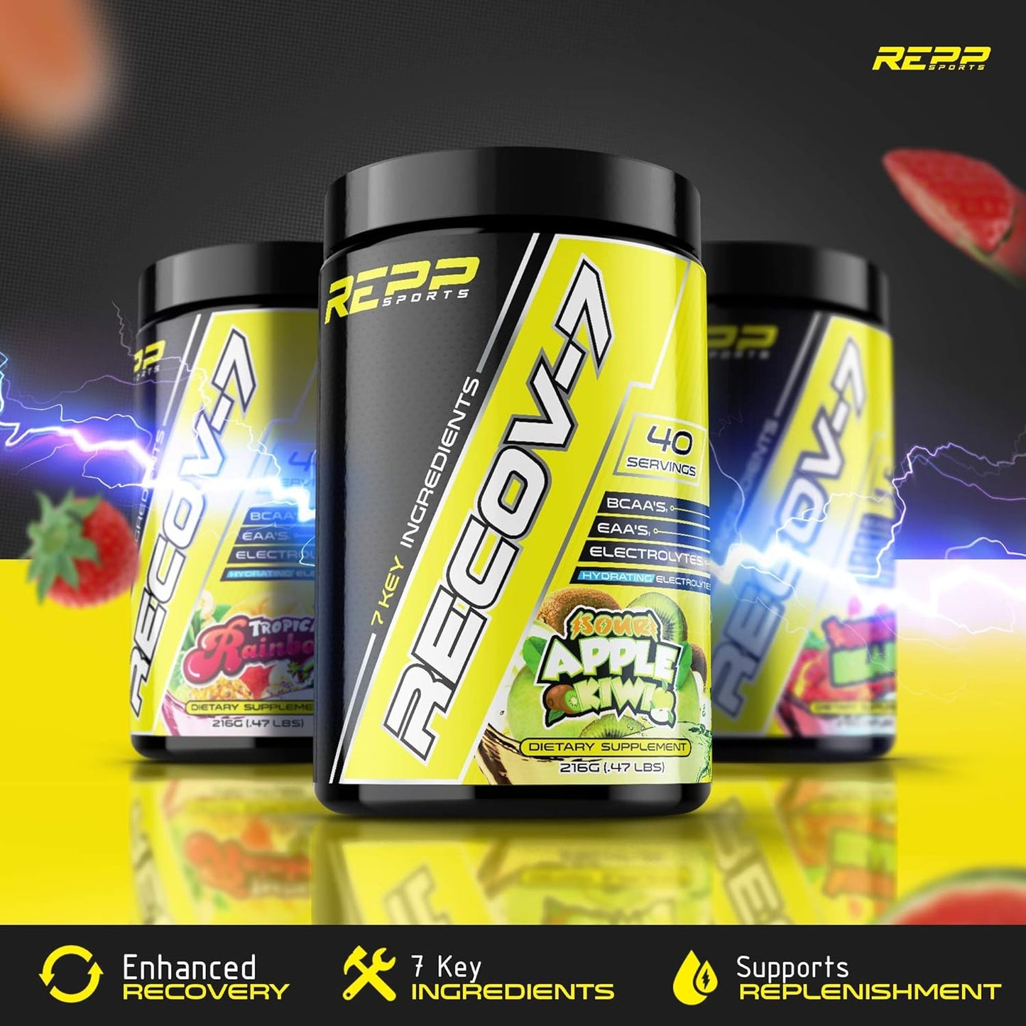 REPP Sports Recov-7 Tropical Rainbow Intra-Workout Supplement - 40 Servings