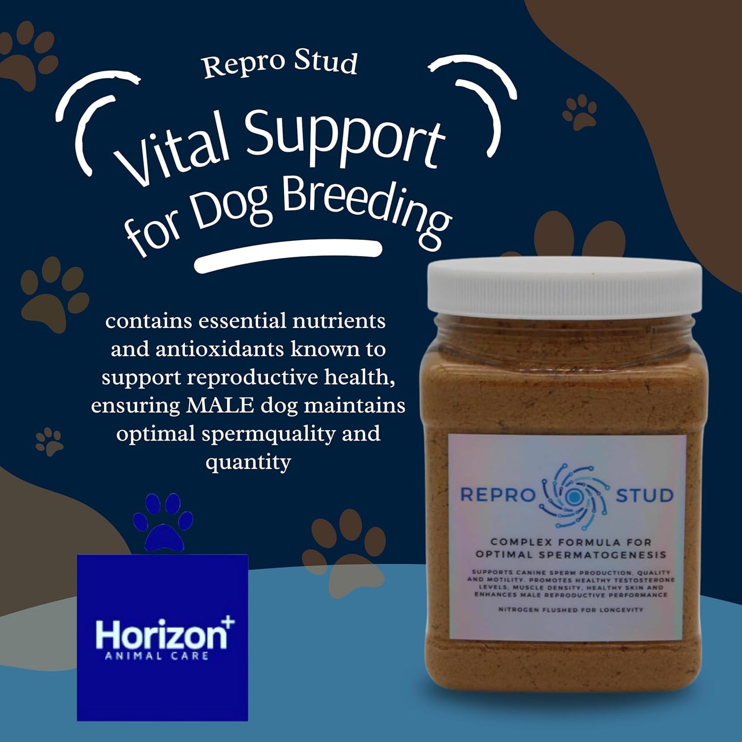 ReproStud Max™ Canine Sperm Enhancer Supplement for Male Dogs - Advanced Formula for Optimal Reproductive Cell Production - Vital Support for Dog Breeding - 1 Bottle