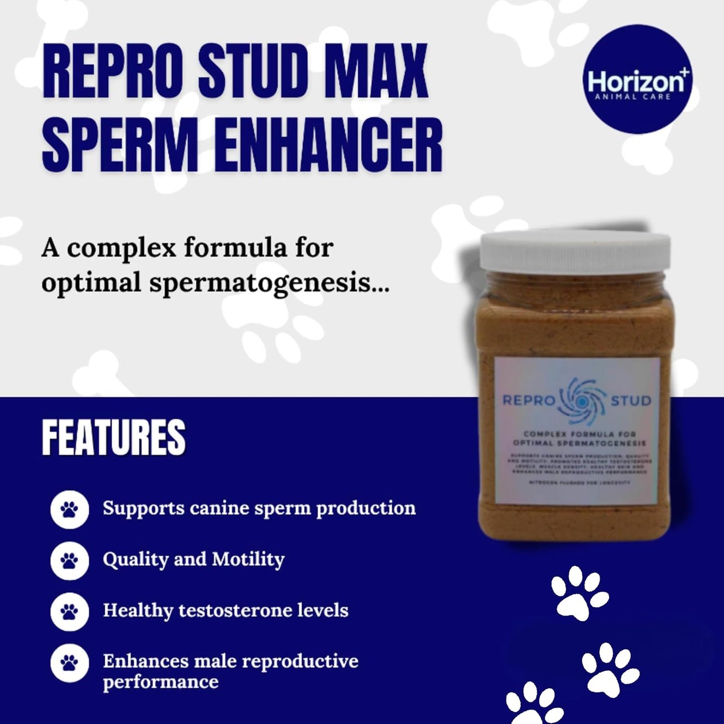 ReproStud Max™ Canine Sperm Enhancer Supplement for Male Dogs - Advanced Formula for Optimal Reproductive Cell Production - Vital Support for Dog Breeding - 1 Bottle