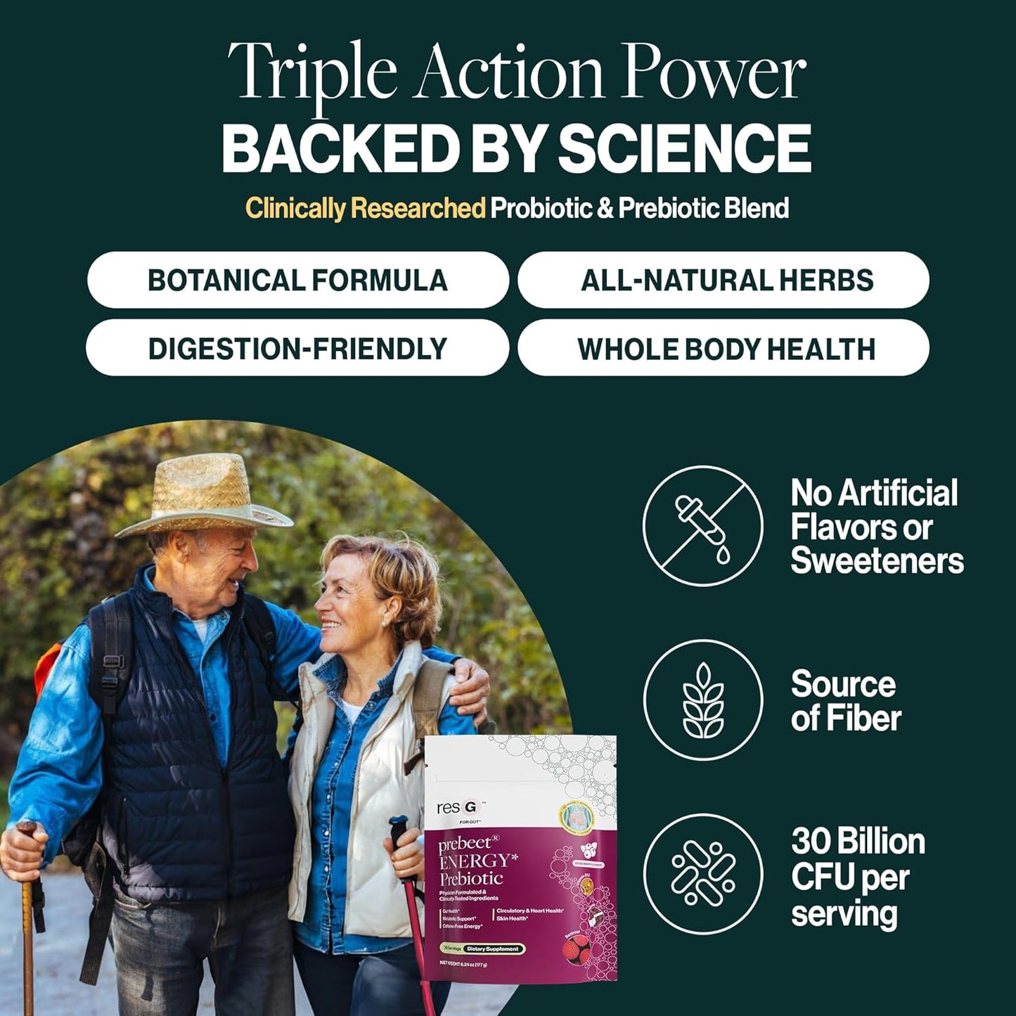 resBiotic Power Gut Bundle: Lung Probiotic & GLP-1 Prebiotic for Respiratory Health & Metabolism Boost - 30 Servings each of resB & prebeet Supplements