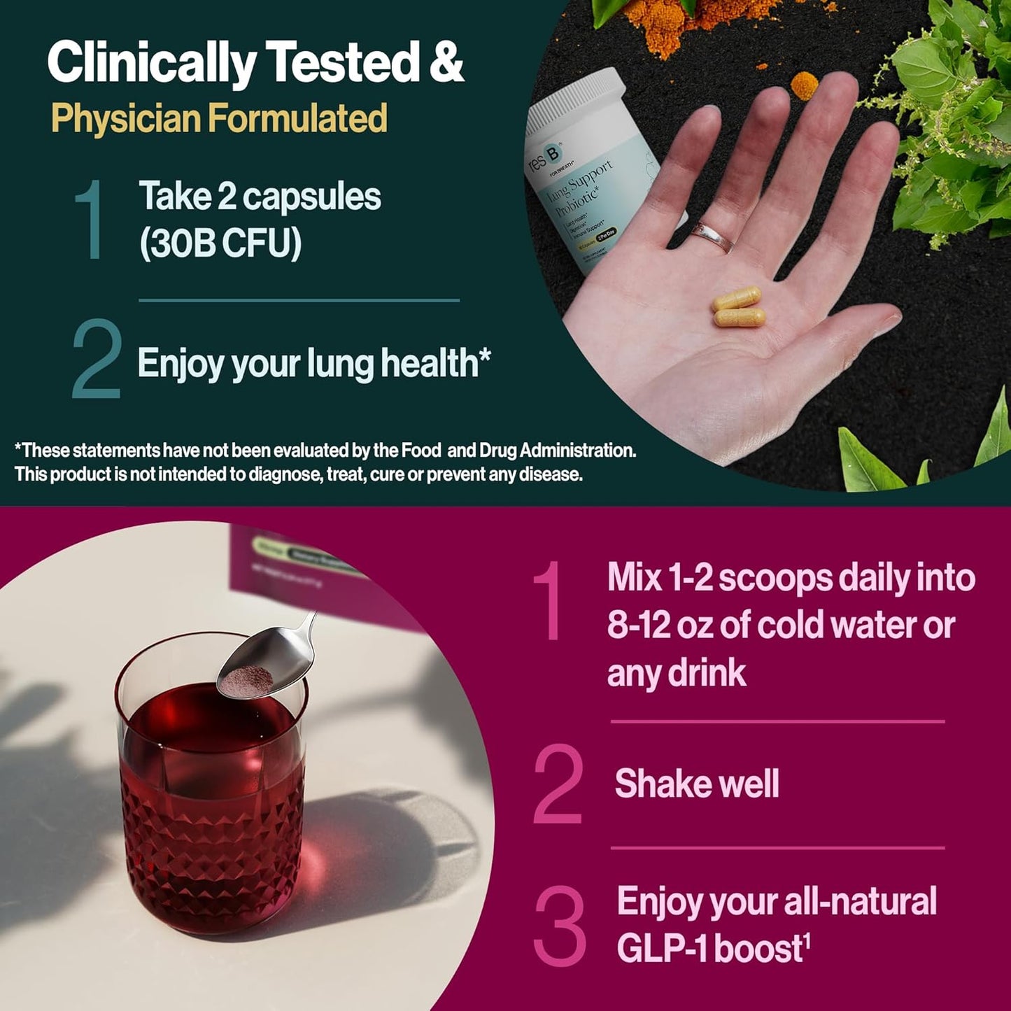 resBiotic Power Gut Bundle: Lung Probiotic & GLP-1 Prebiotic for Respiratory Health & Metabolism Boost - 30 Servings each of resB & prebeet Supplements