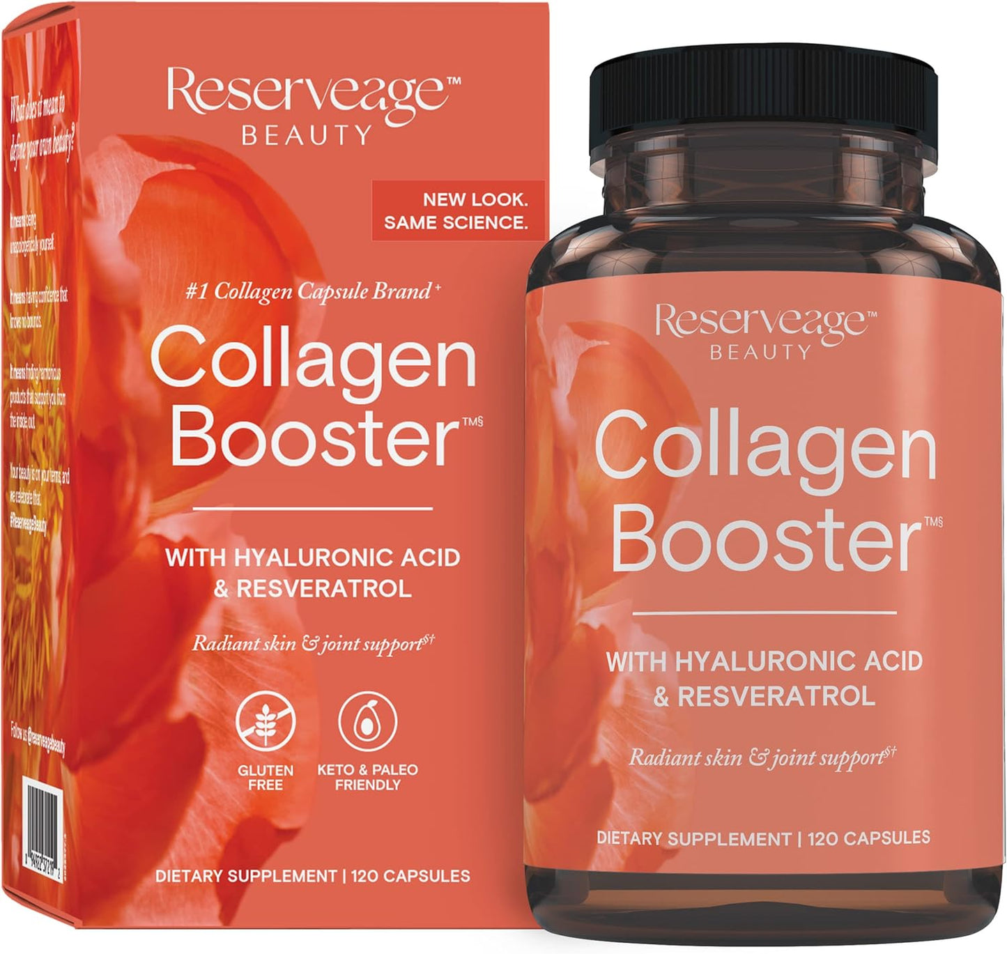 Reserveage Beauty Collagen Booster Supplement for Skin & Joint Health - 120 Capsules