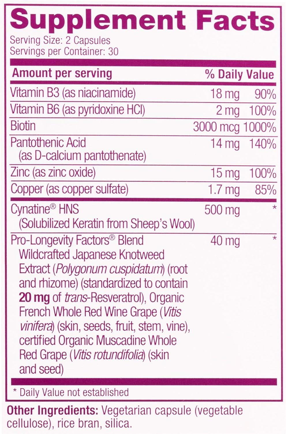 Reserveage Beauty Keratin Hair Booster with Biotin & Resveratrol - Hair Growth Supplement for Men and Women - Supports Healthy Thickness and Shine - 60 Capsules