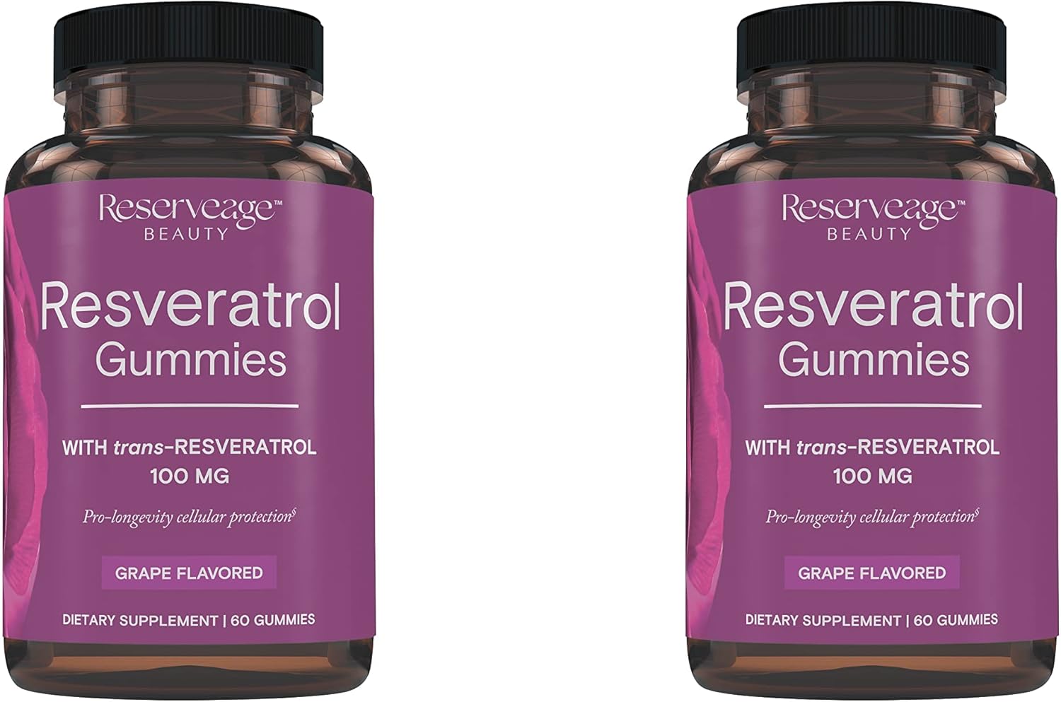 Reserveage Beauty Resveratrol Gummies 100mg - Heart Health & Aging Support (2 Pack)