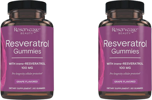 Reserveage Beauty Resveratrol Gummies 100mg - Heart Health & Aging Support (2 Pack)