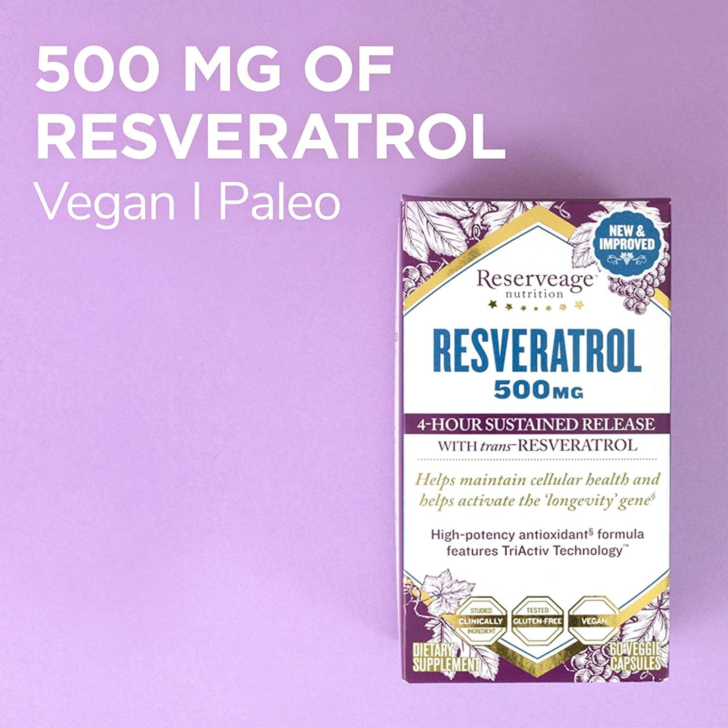 Reserveage Nutrition Reserveage Beauty Resveratrol 500 mg - Sustained-Release Trans-Resveratrol - Vegan Antioxidant Supplement for Brain & Heart Health 60 Capsules & Twinlab TWL Women's Daily One 60 ct