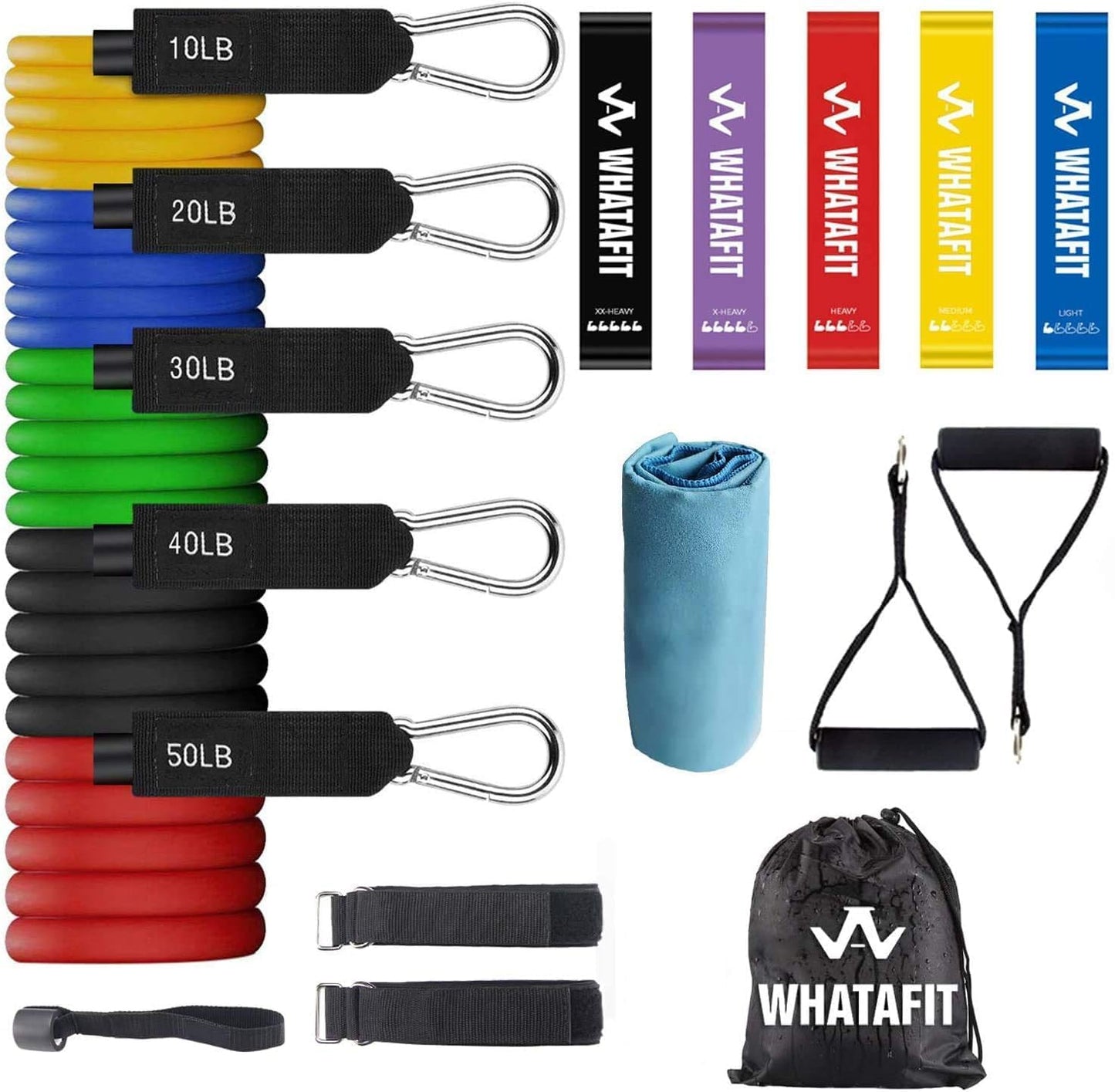 Resistance Bands with Handles for Men and Women Fitness - Strength Training Home Gym Equipment by WHATAFIT