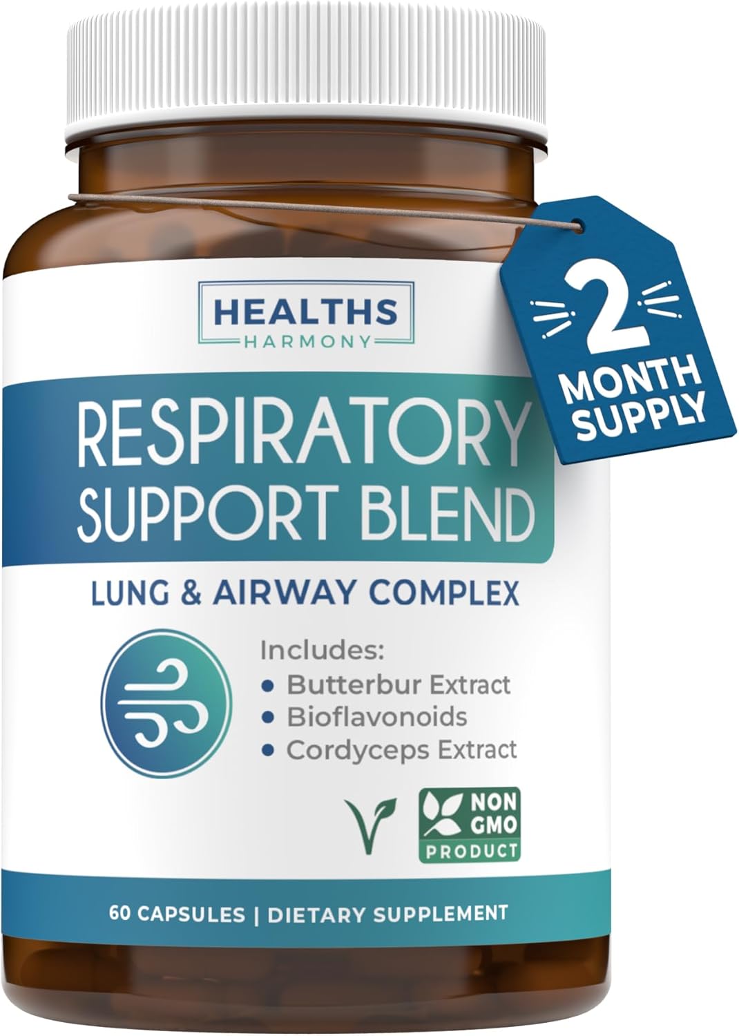 Respiratory Lung Health Supplement - Clear Airways Mucus Removal and Detox Formula (2 Months)