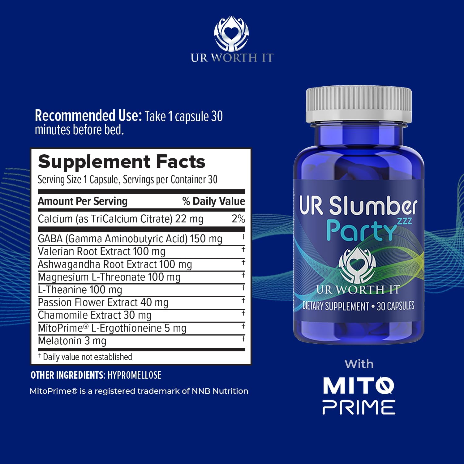 Restful Sleep Capsules with Valerian Root, GABA, L-Theanine & Chamomile - 30 Count