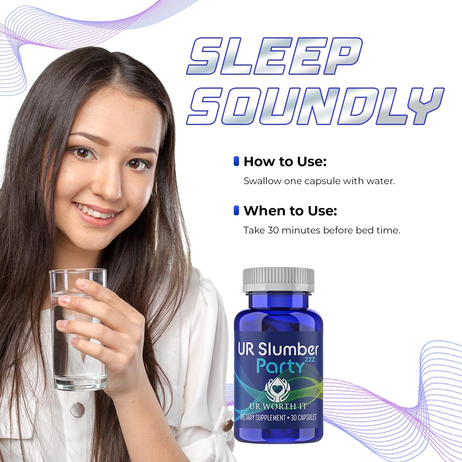 Restful Sleep Capsules with Valerian Root, GABA, L-Theanine & Chamomile - 30 Count