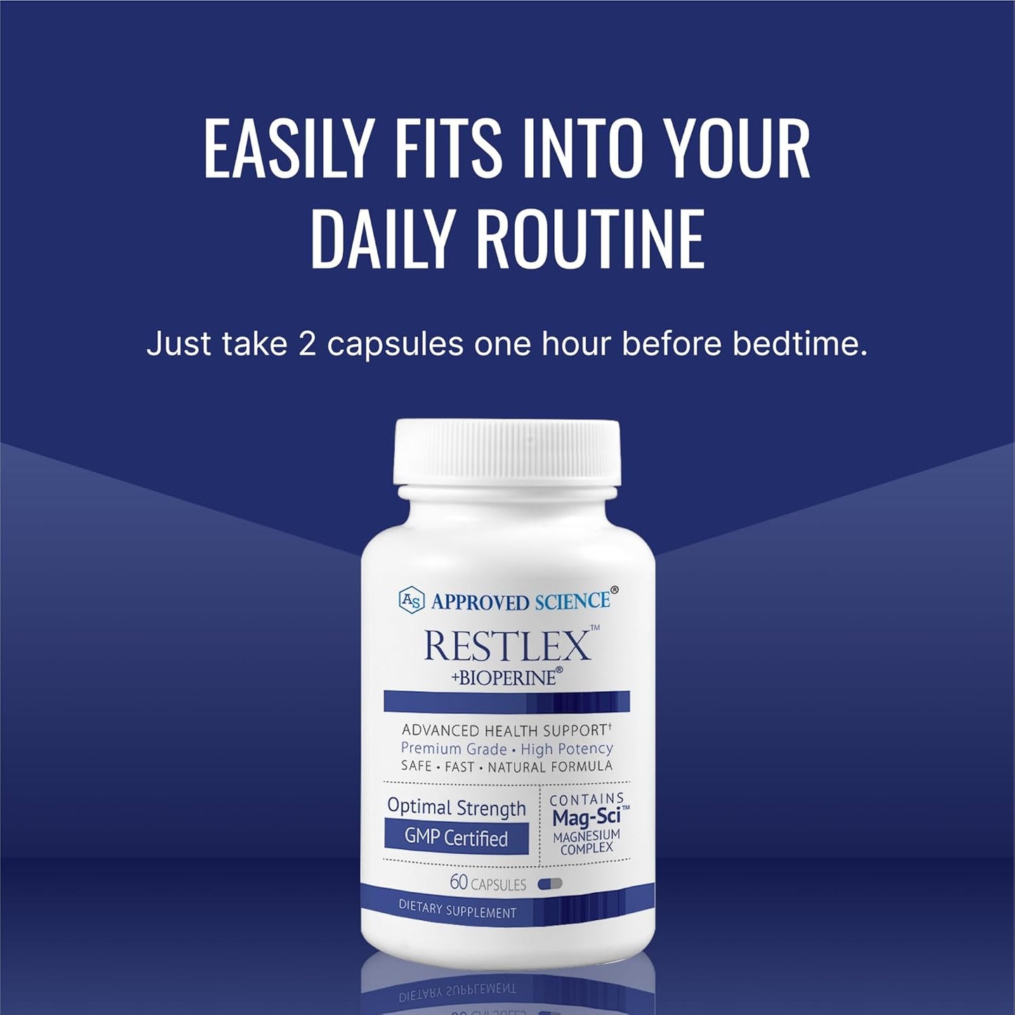 Restlex Magnesium Glycinate with L-Theanine - 60 Capsules, 420mg Magnesium Blend, 200mg L-Theanine