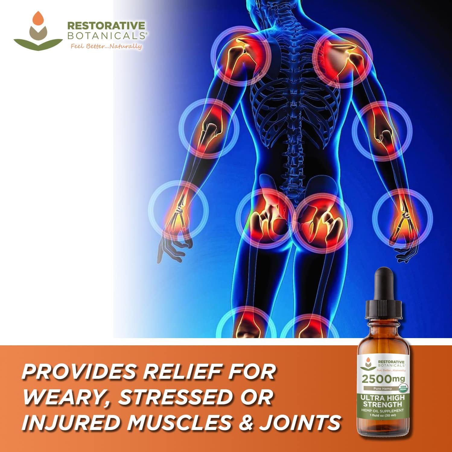 Restorative Botanicals 2500mgmetabolism boosterOil for Body & Mind Benefits - High Strength Puremetabolism boosterExtract (1oz/30ml)