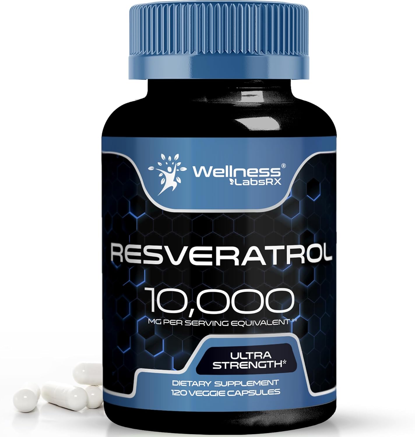Resveratrol 1000mg Capsules for Healthy Aging, Heart & Brain Support - Vegan, Keto-Friendly Formula by WELLNESS LABSRX