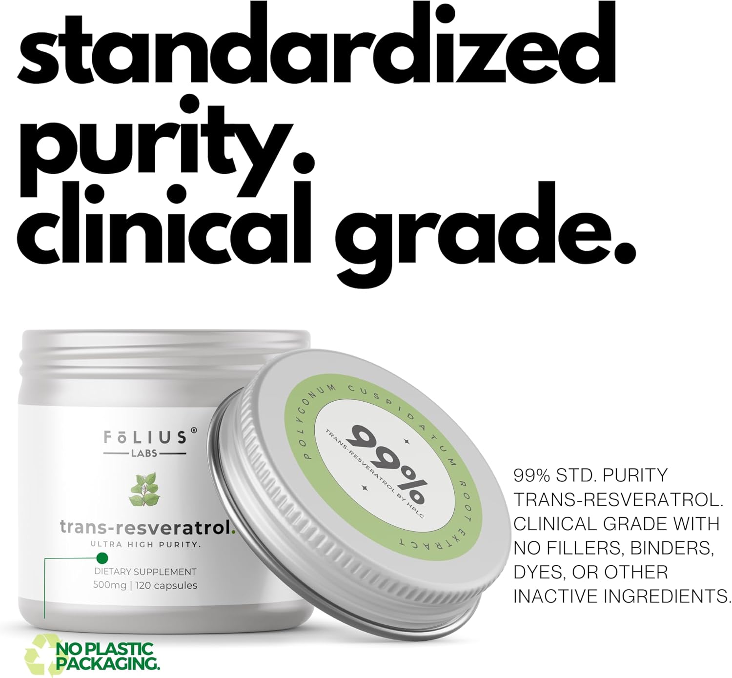 Resveratrol Capsules - 99% Trans-Resveratrol - Japanese Knotweed Extract - Immunity & Anti-Aging Support - 120 Capsules