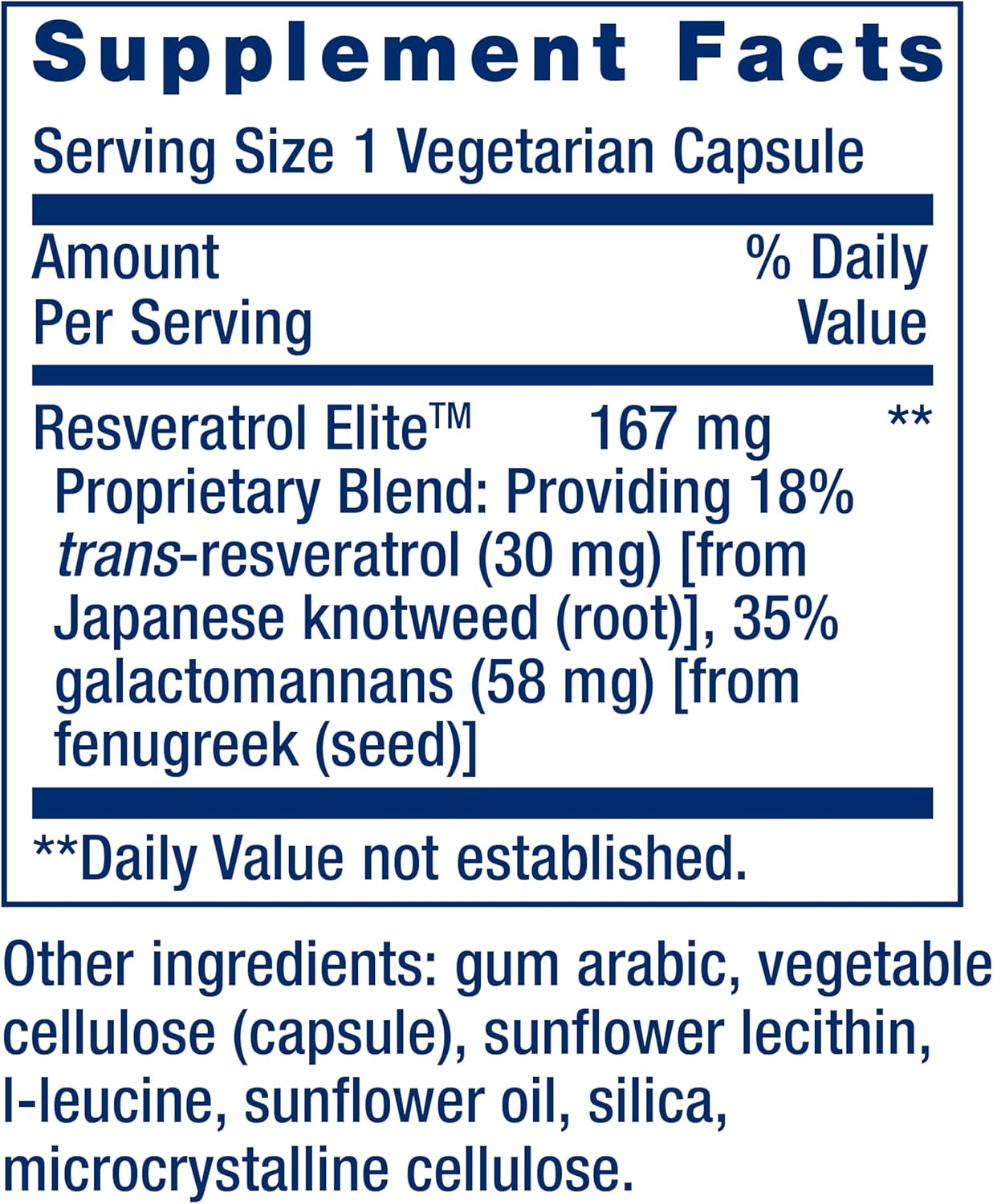 Resveratrol Elite: Supports Healthy Aging, Cardiovascular & Brain Health, Reduces Oxidative Stress, Gluten-Free, Non-GMO, Vegetarian - 30 Capsules