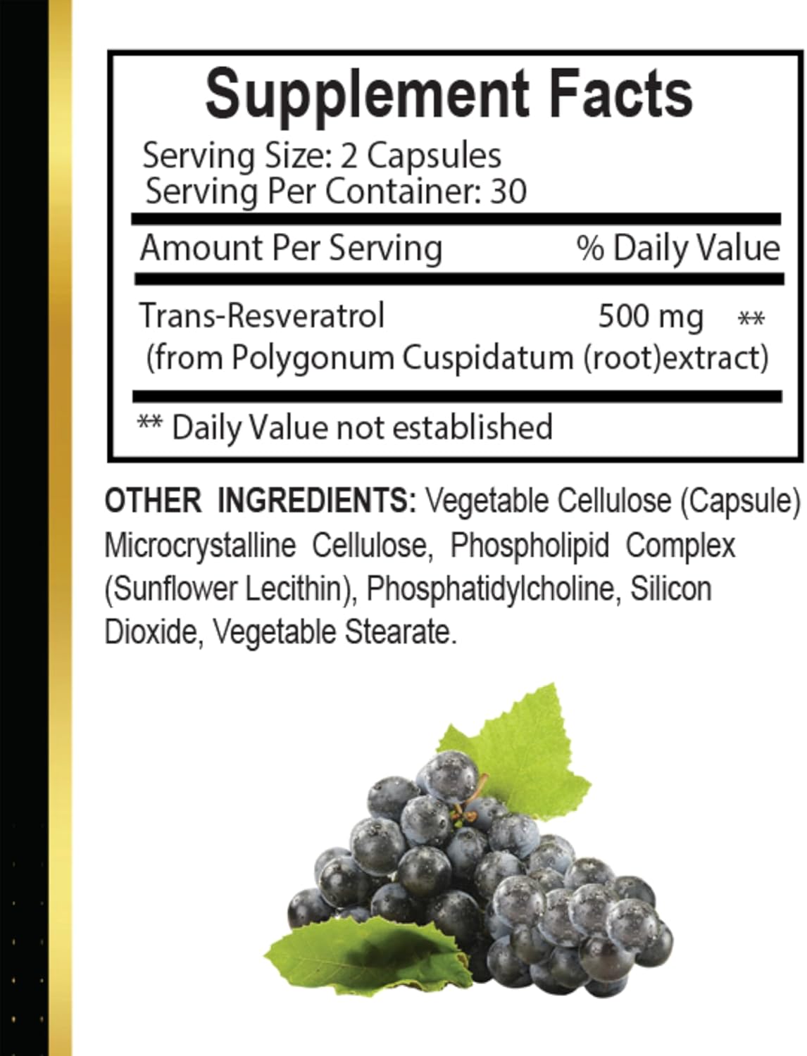 Resveratrol Extract Capsules for Seniors - Herbal Antioxidants for Energy and Metabolism Support - 60 Capsules