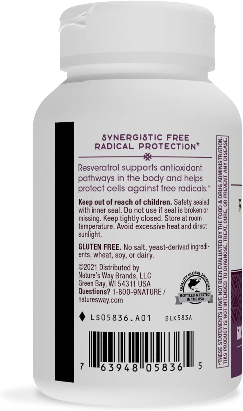 Resveratrol-Forte by Nature's Way, 60 Softgels, Antioxidant Protection from Free Radicals