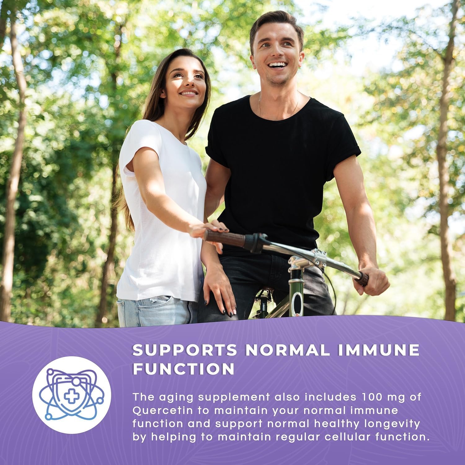 Resveratrol & Quercetin Supplement for Healthy Aging - 500mg Resveratrol & 100mg Quercetin - Supports Cellular & Cognitive Health - 60 Capsules