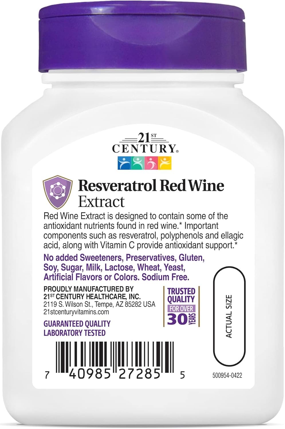 Resveratrol Red Wine Extract Capsules - 21st Century Formula, 180 Capsules (90 Count x 2)