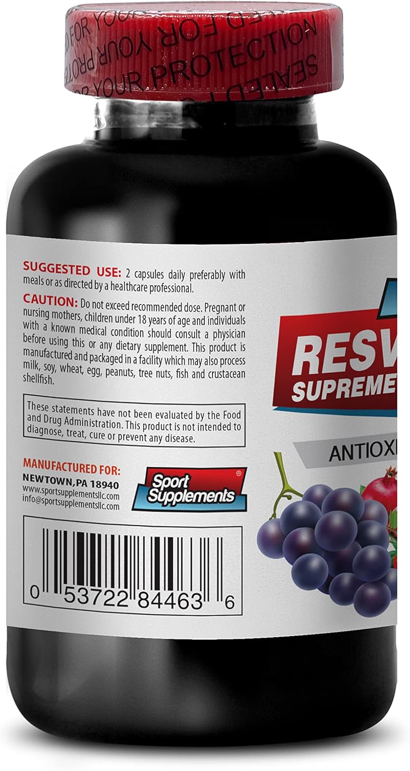 Resveratrol Supreme 1200mg Plus Red Wine Extract Antioxidant Supplements - 2 Bottles