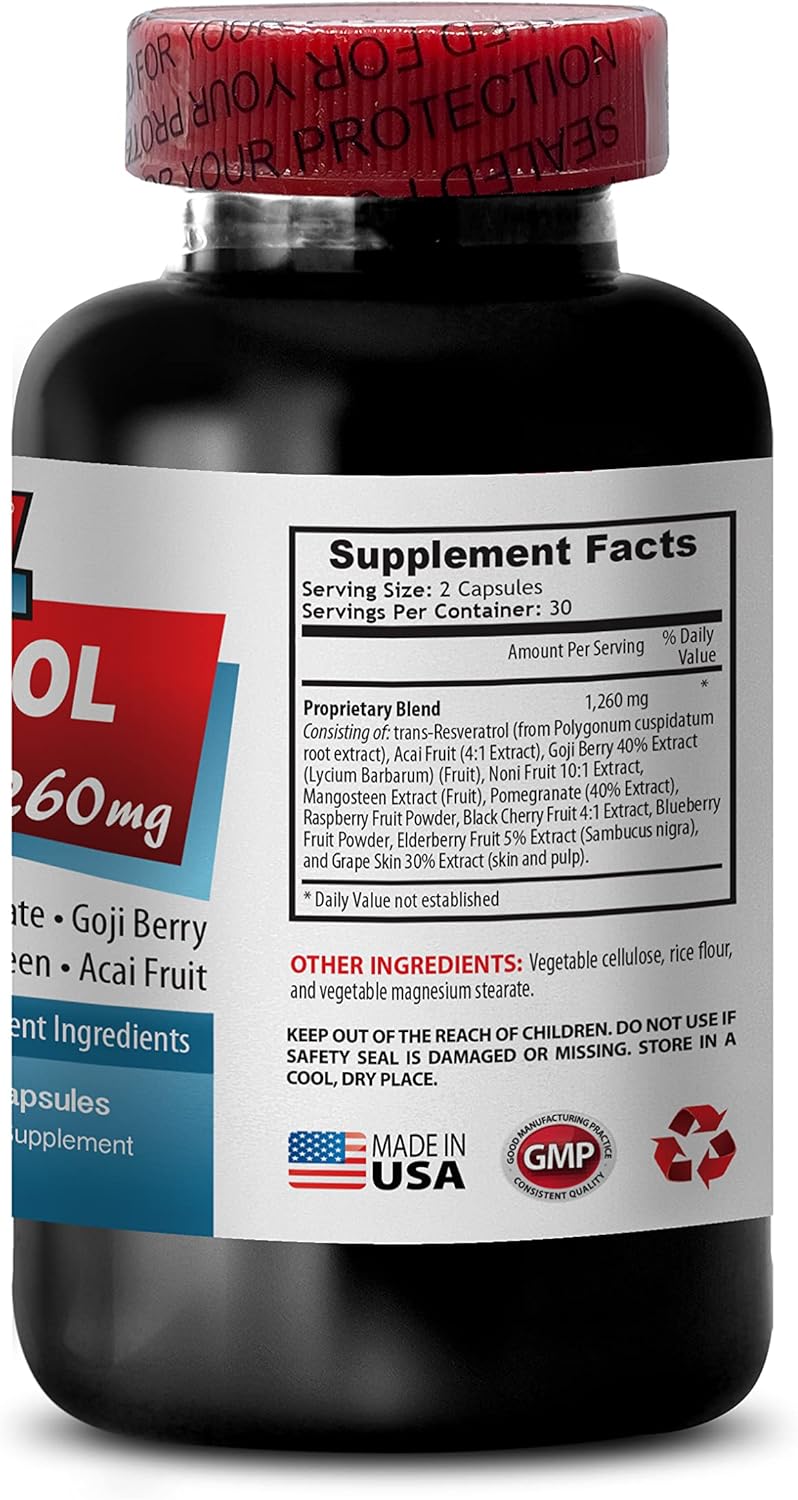 Resveratrol Supreme 1200mg Plus Red Wine Extract Antioxidant Supplements - 2 Bottles