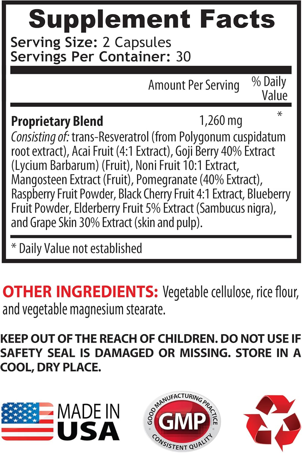 Resveratrol Supreme 1200mg Plus Red Wine Extract Antioxidant Supplements - 2 Bottles