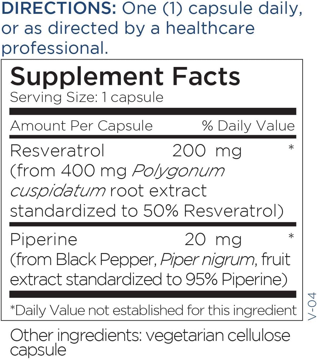 Resveratrol with Piperine Capsules - Antioxidant and Cardiovascular Support, High Absorption Formula without Fillers
