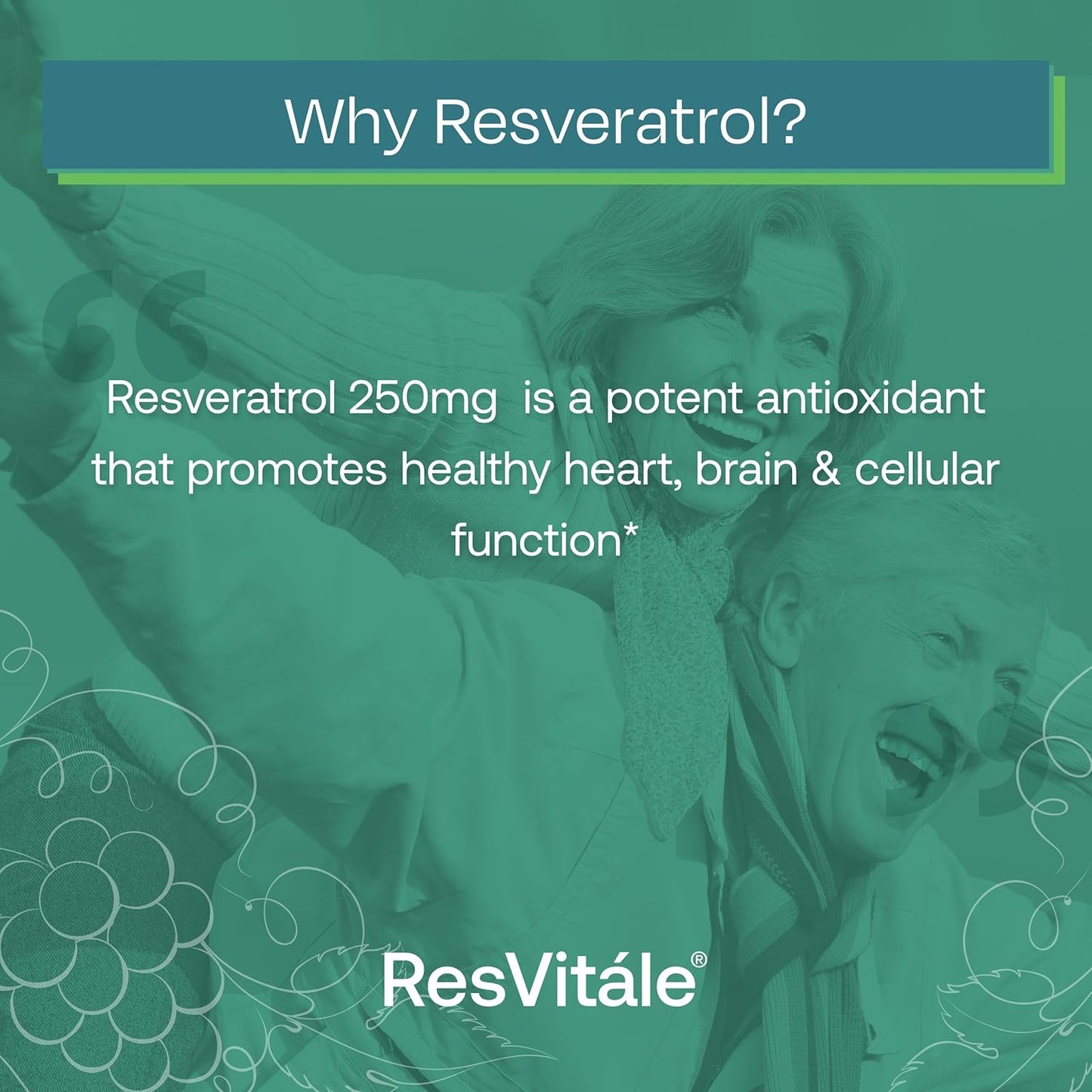 ResVitale Resveratrol 500mg Supplement for Men and Women - 30 Veggie Capsules - High Potency Resveratrol