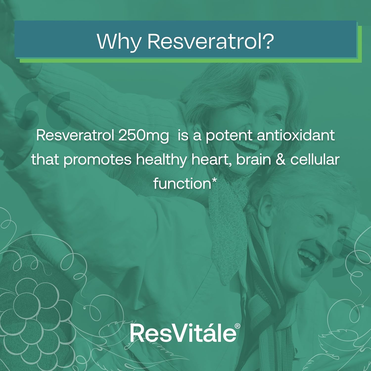 ResVitale Resveratrol 500mg Supplement for Men and Women - 30 Veggie Capsules - High Potency Resveratrol