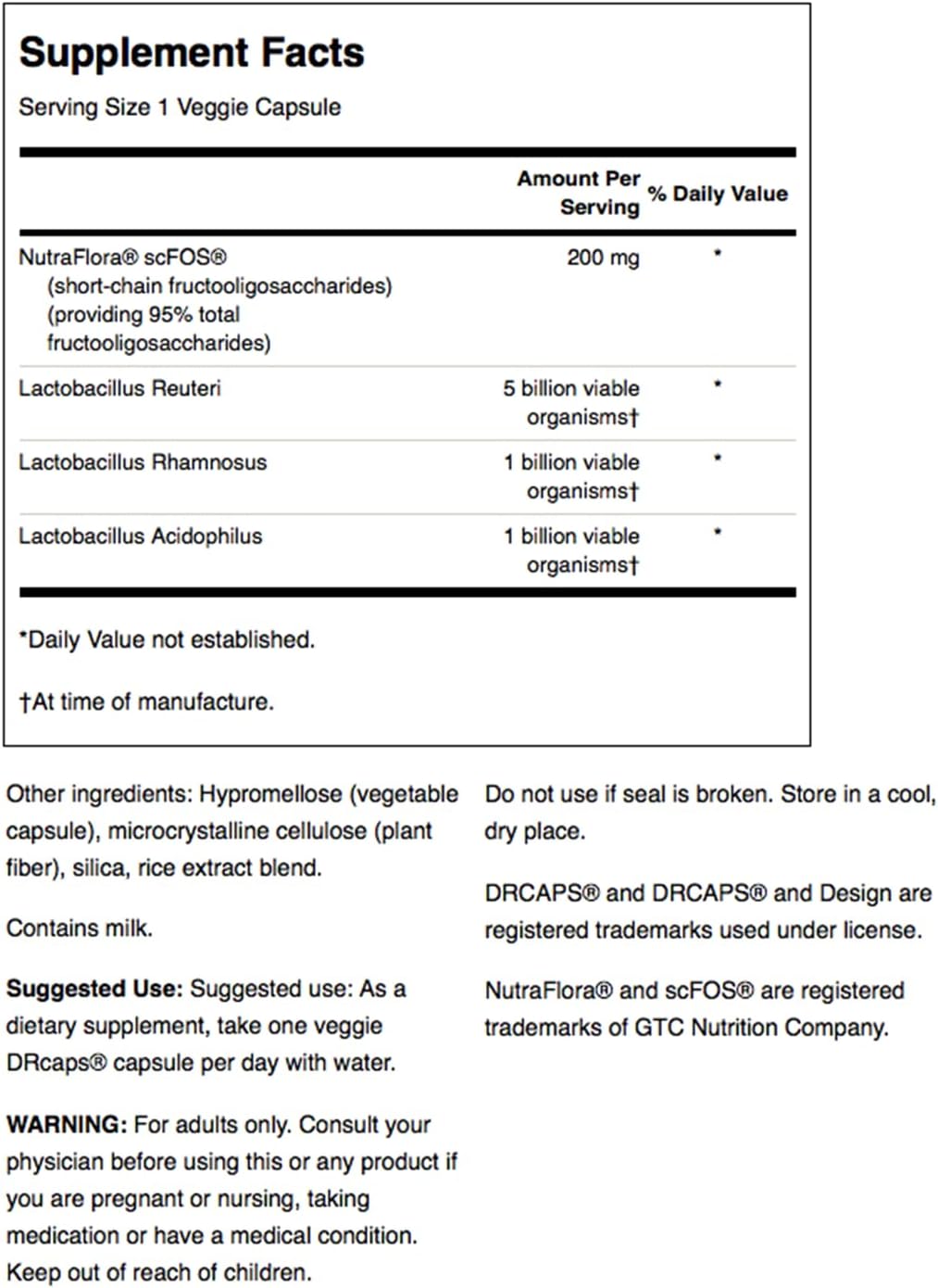 Reuteri Probiotic Plus with L. Rhamnosus & L. Acidophilus for Digestive Support - 7 Billion CFU - 30 Veg Caps