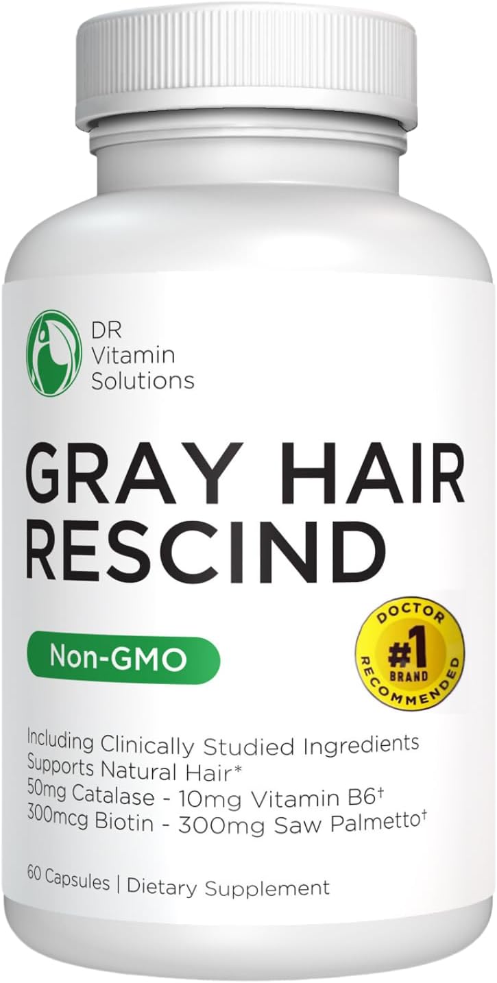 Reverse Gray Hair with Catalase - Antiaging Hair, Skin, and Nails Vitamins for Men and Women