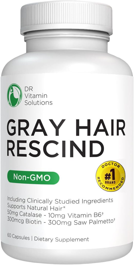 Reverse Gray Hair with Catalase - Antiaging Hair, Skin, and Nails Vitamins for Men and Women