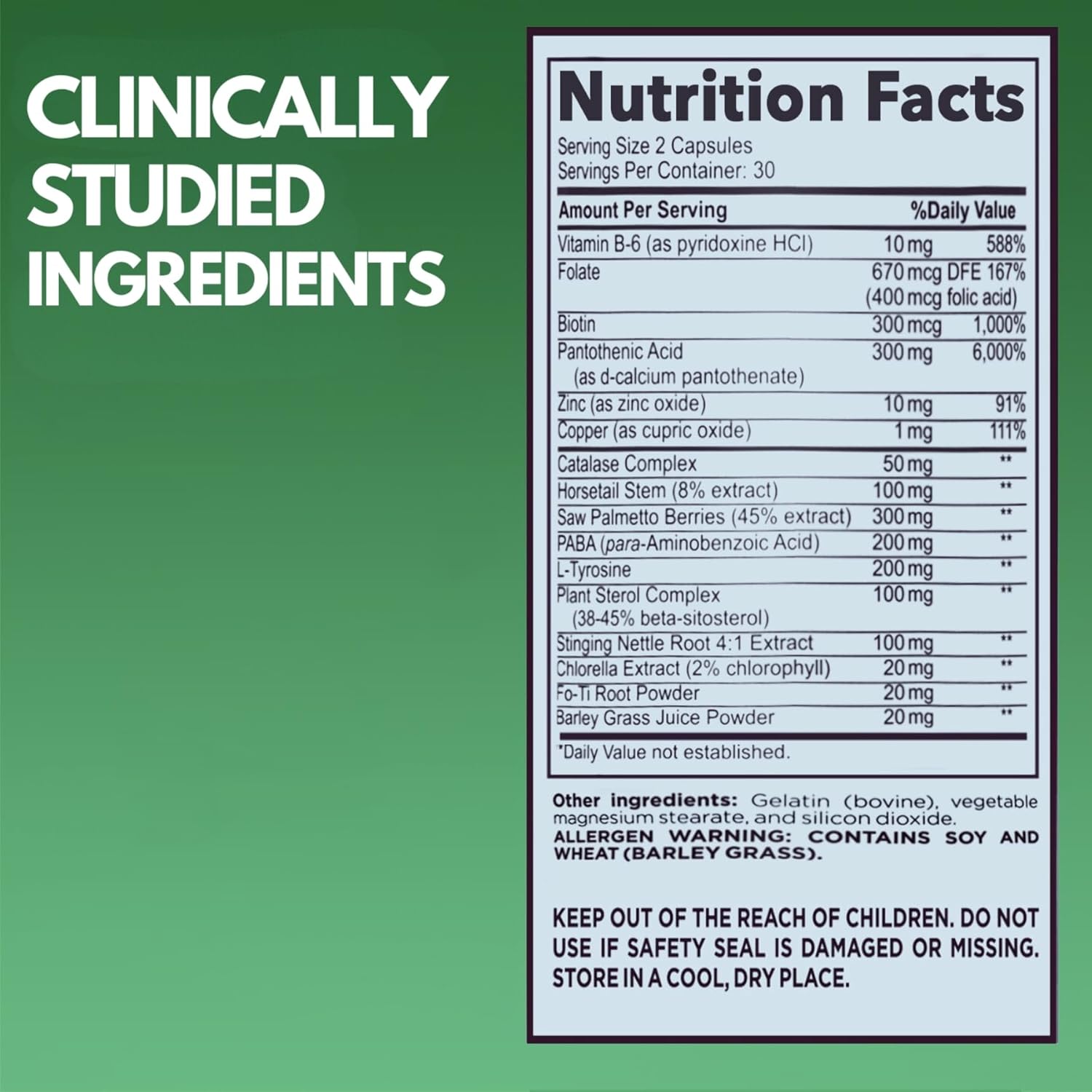 Reverse Gray Hair with Catalase - Antiaging Hair, Skin, and Nails Vitamins for Men and Women