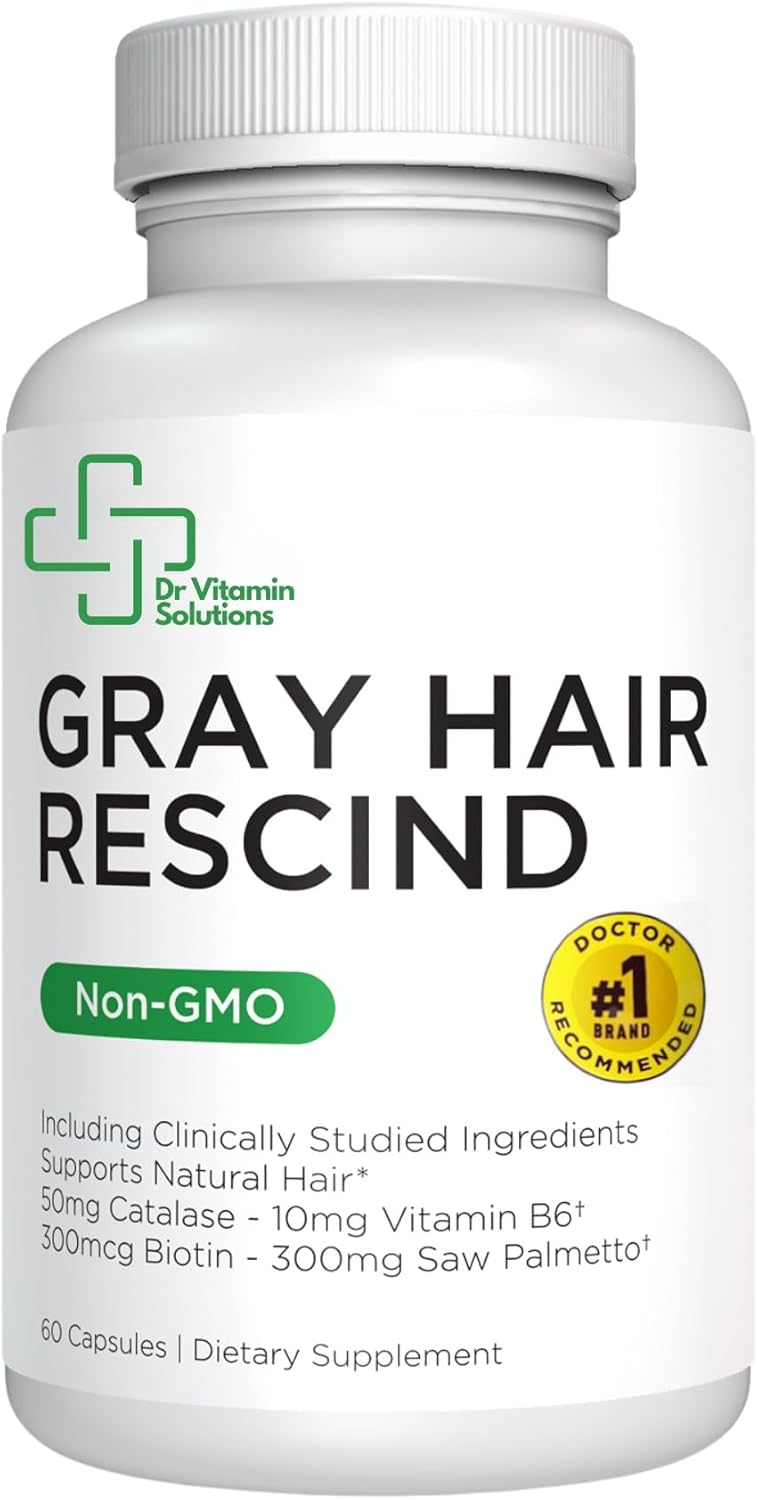 Reverse Gray Hair with Catalase - Antiaging Hair, Skin, and Nails Vitamins for Men and Women