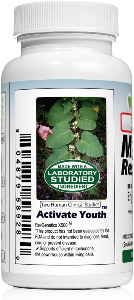 RevGenetics X500: High Potency 500mg Pure Trans-Resveratrol Capsules - 30 Vegetarian Capsules