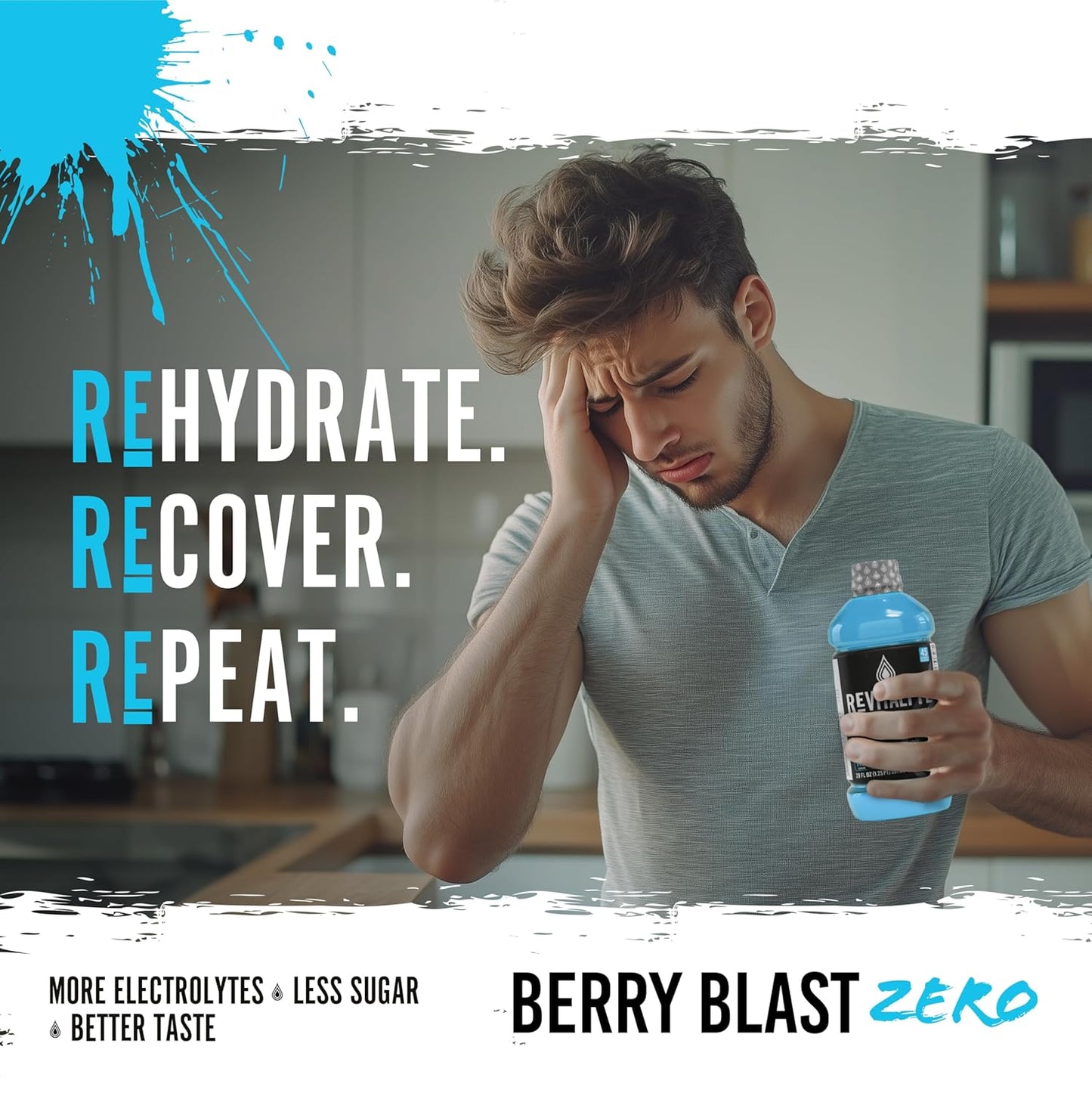 Revitalyte Black Label Berry Blast Electrolyte Drink - Rapid Hydration - Multi-Purpose Recovery - 12 Pack - 20 oz Bottle