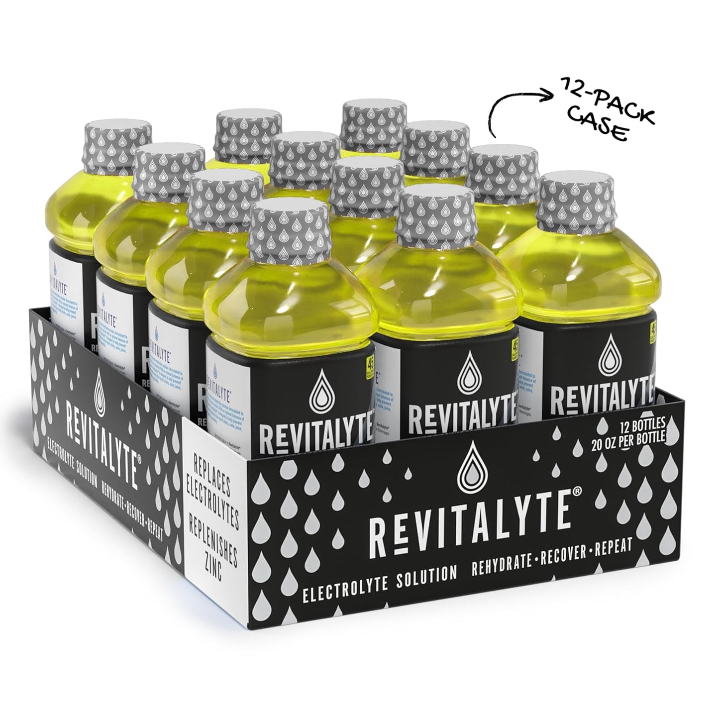 Revitalyte Black Label Lemon Lime Chill Electrolyte Drink 12 Pack 20 oz Bottle Rapid Hydration Recovery Drink