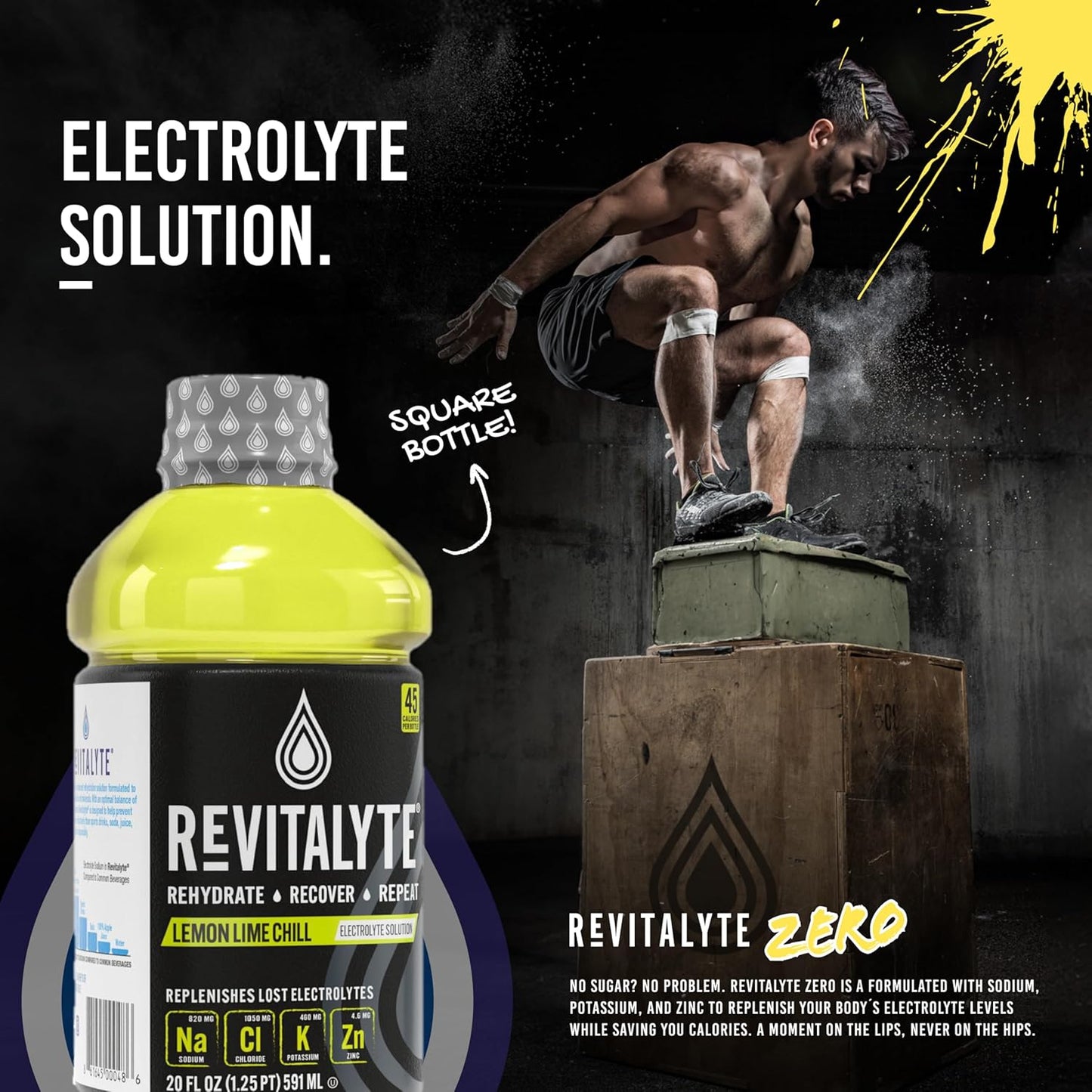 Revitalyte Black Label Lemon Lime Chill Electrolyte Drink 12 Pack 20 oz Bottle Rapid Hydration Recovery Drink