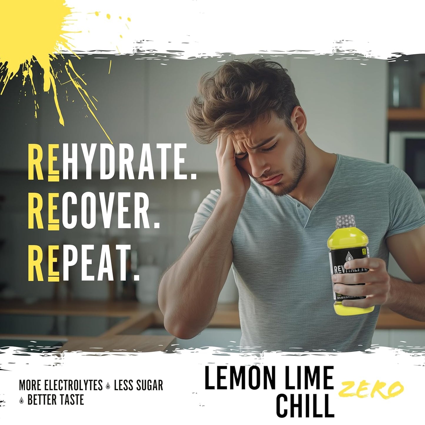 Revitalyte Black Label Lemon Lime Chill Electrolyte Drink 12 Pack 20 oz Bottle Rapid Hydration Recovery Drink