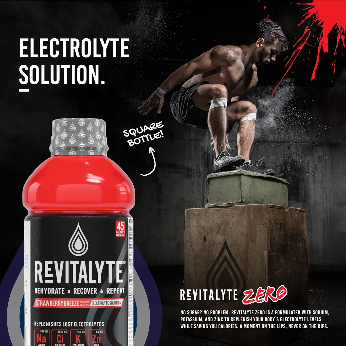 Revitalyte Black Label Strawberry Breeze Electrolyte Drink - 12 Pack - 20 oz Bottle - Rapid Hydration & Recovery