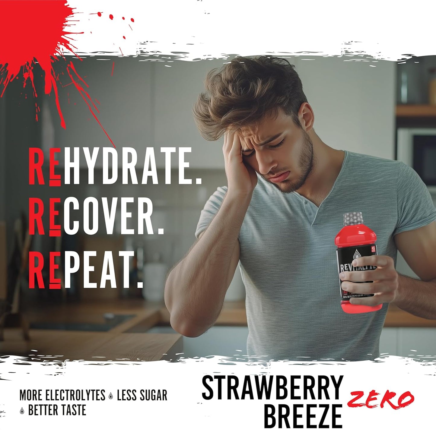 Revitalyte Black Label Strawberry Breeze Electrolyte Drink - 12 Pack - 20 oz Bottle - Rapid Hydration & Recovery