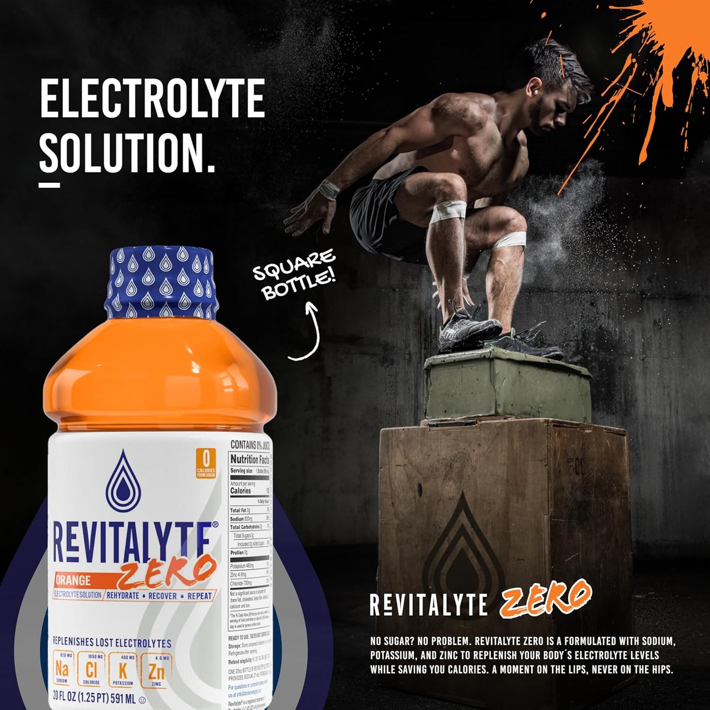 Revitalyte Orange Zero Sugar Electrolyte Drink - 12 Pack 20oz Bottle - Rapid Hydration Recovery Drink