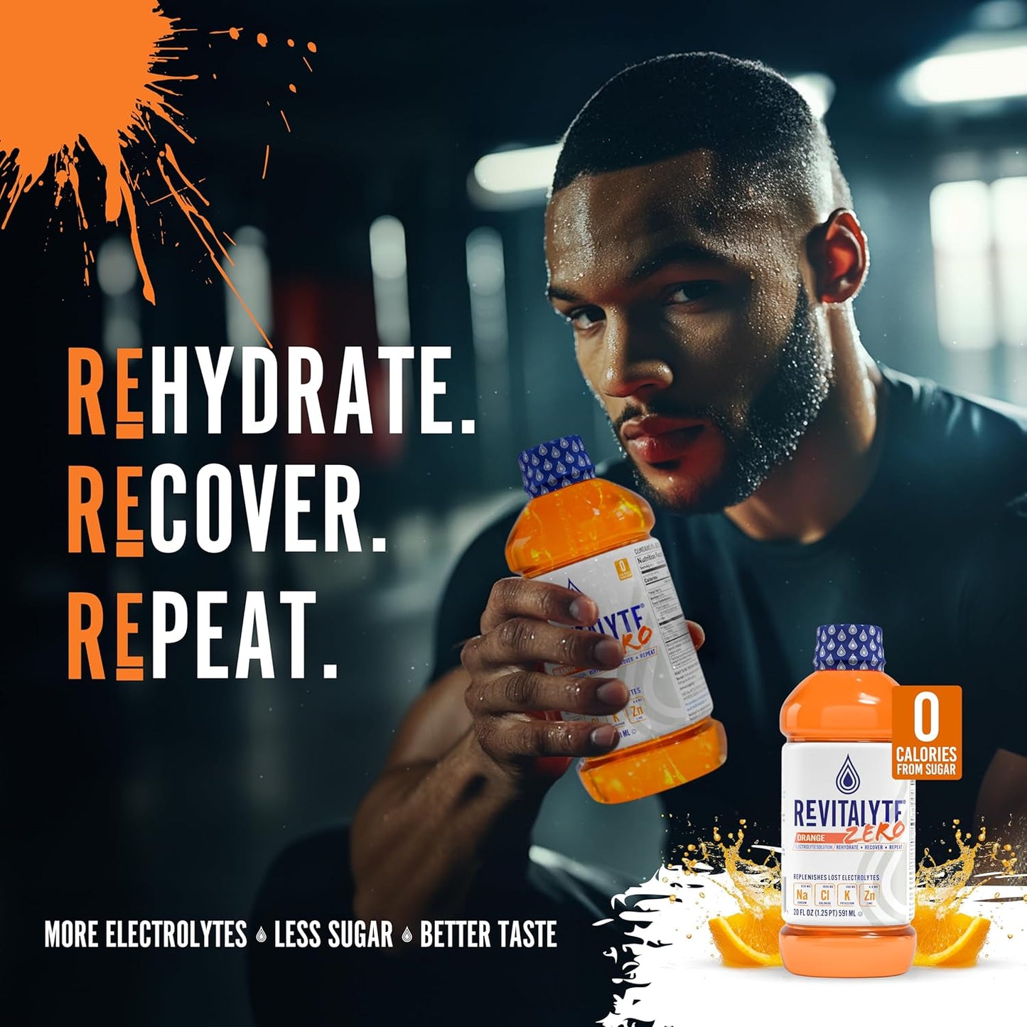 Revitalyte Orange Zero Sugar Electrolyte Drink - 12 Pack 20oz Bottle - Rapid Hydration Recovery Drink