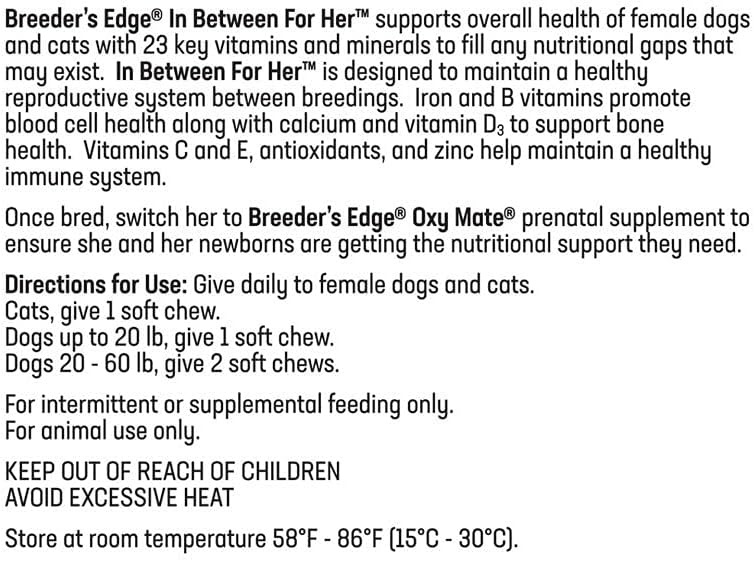 Revival Animal Health Breeder's Edge in Between for Her Female Multivitamin - 90 ct for Cats and Small Dogs