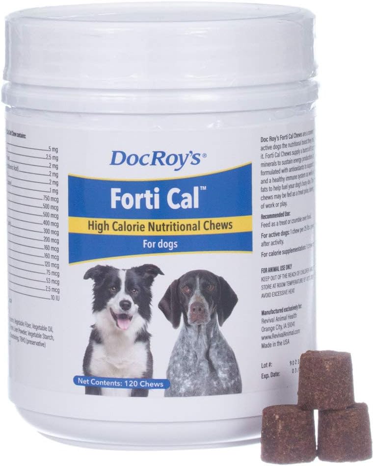 Revival Animal Health Doc Roy's Forti Cal Soft Chews - High Calorie Nutritional Energy Supplement for Dogs and Puppies - 120 Count