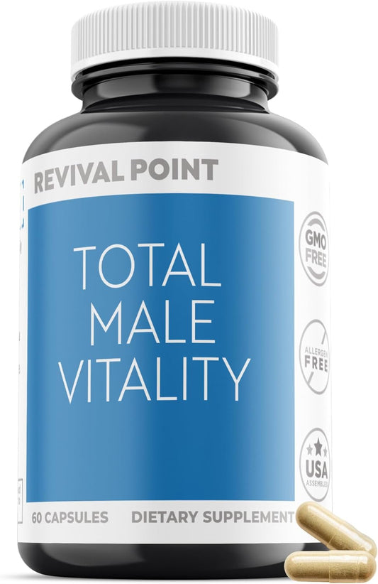 Revival Point Total Male Vitality Muscle Building Supplement with RipFactor, Zinc, Vitamin D3 - Muscle Accelerator, Nitric Oxide, Natural Energy - 60 Count