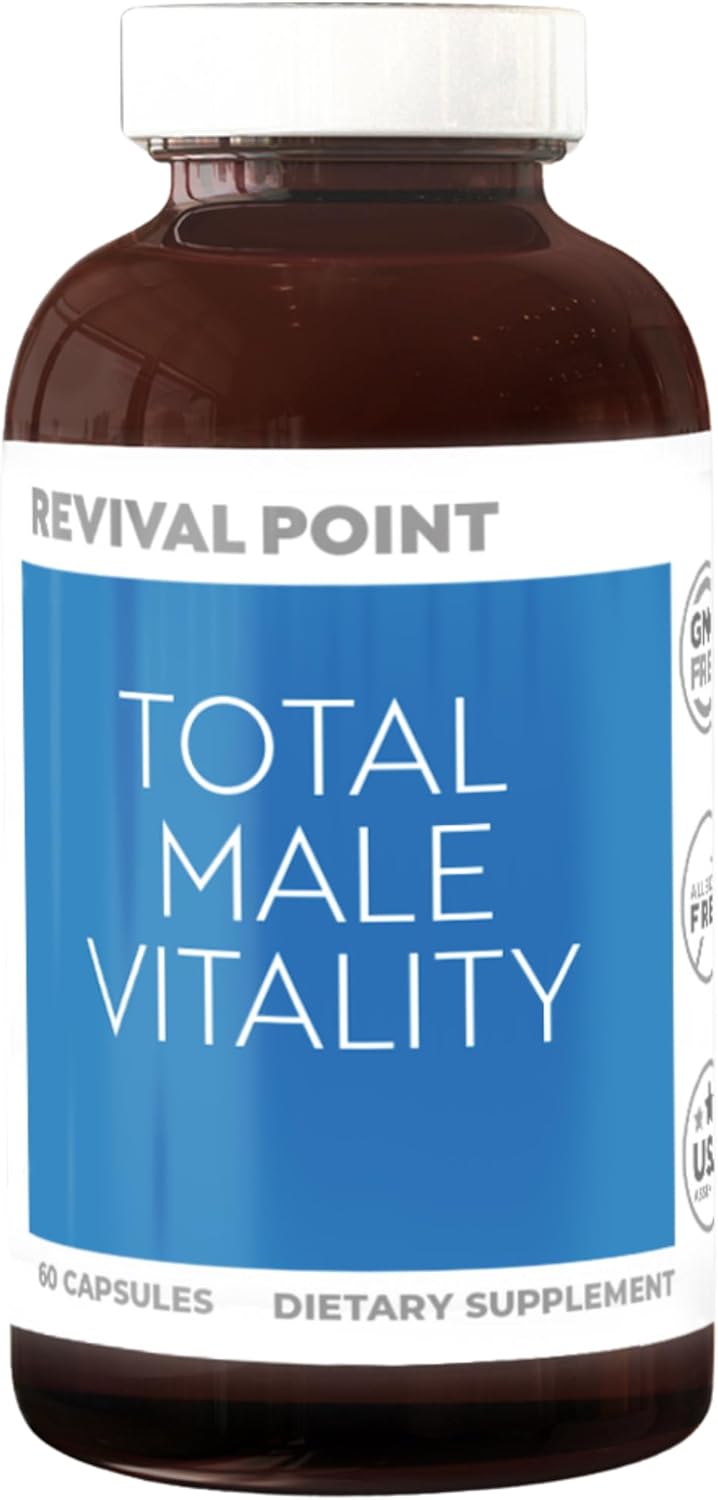 Revival Point Total Male Vitality Muscle Building Supplement with RipFactor, Zinc, Vitamin D3 - Muscle Accelerator, Nitric Oxide, Natural Energy - 60 Count