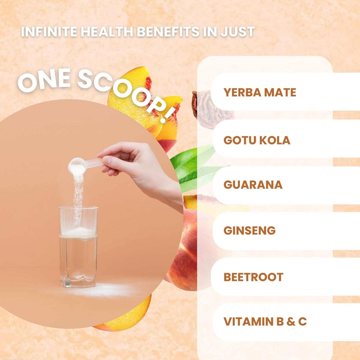 REVIVD White Peach Yerba Mate Infused Energy Supplement for Improved Focus and Cognitive Function