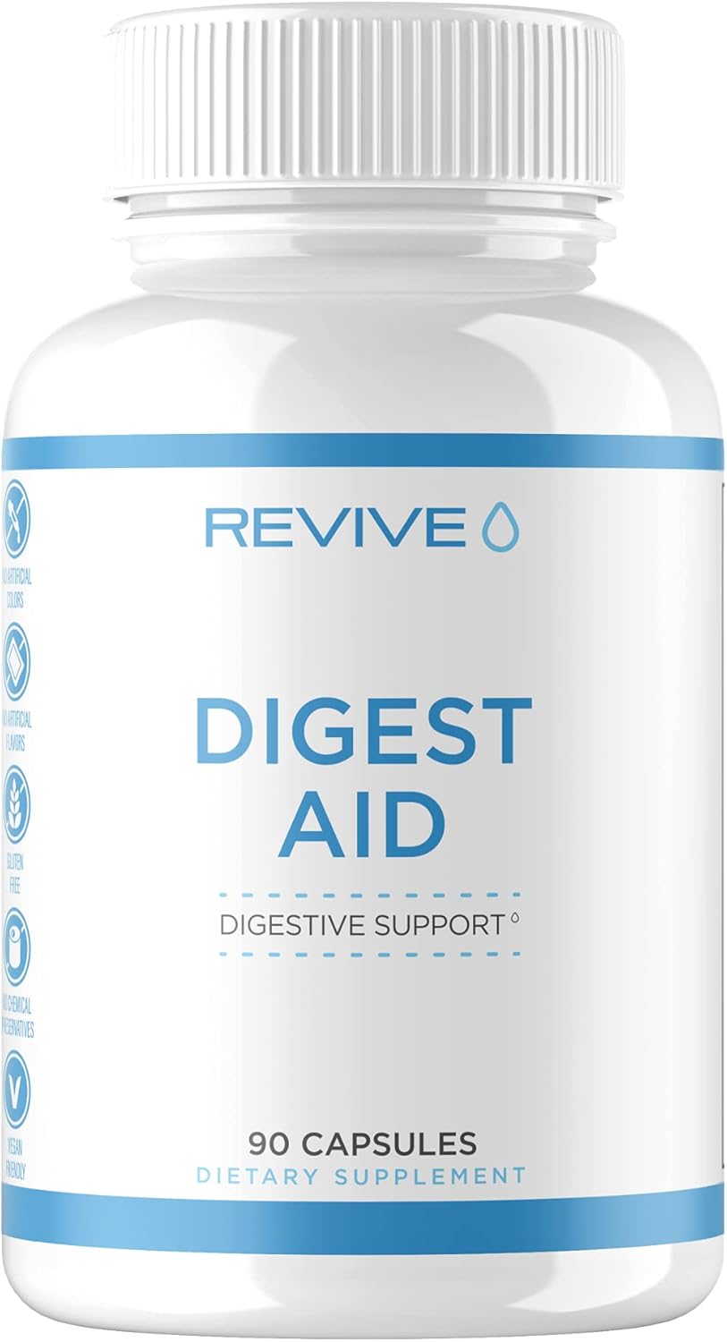 Revive MD Digest Aid Capsules for Men and Women - Supports Digestion of Proteins, Fats, Starches, and Fibers - Promotes Gastric Acid Balance - Targeted Enzyme Support - 90 Count