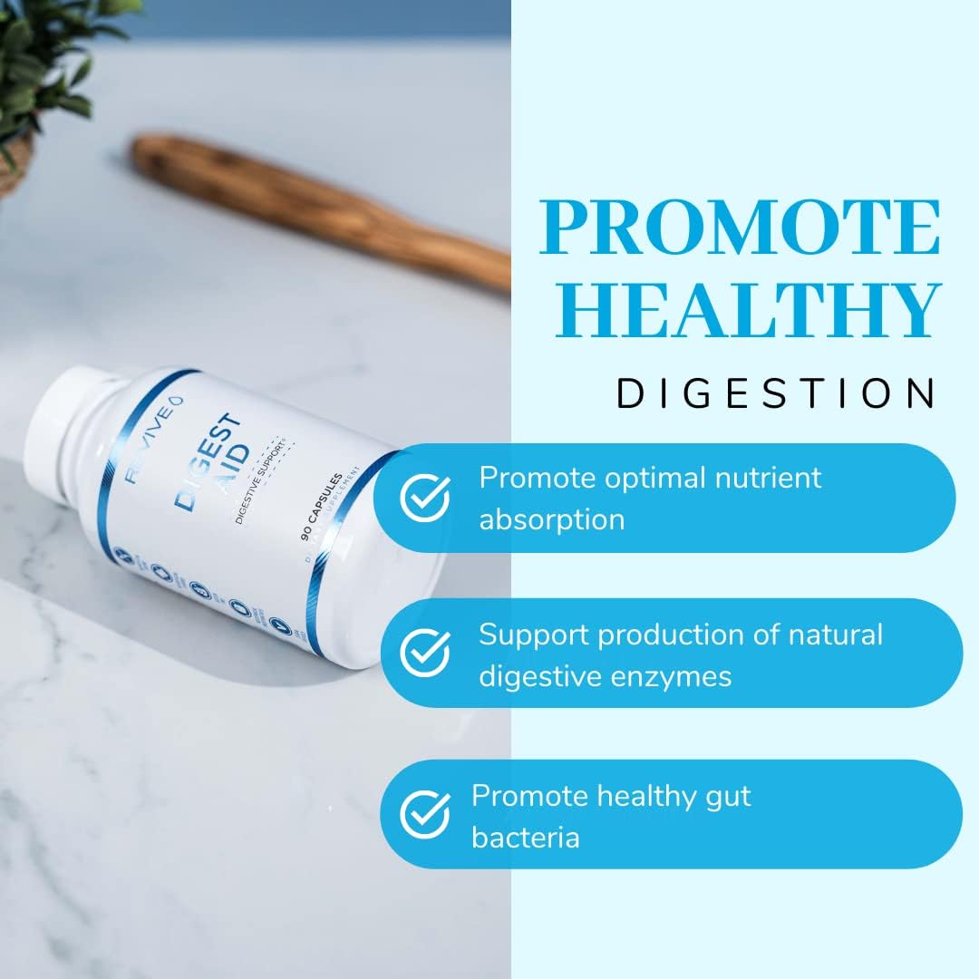 Revive MD Digest Aid Capsules for Men and Women - Supports Digestion of Proteins, Fats, Starches, and Fibers - Promotes Gastric Acid Balance - Targeted Enzyme Support - 90 Count